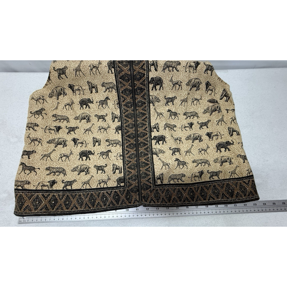 STONEBRIDGE Linen Blend Women's XL Vest African Safari Animals Brown Tan Black - Picture 10 of 11